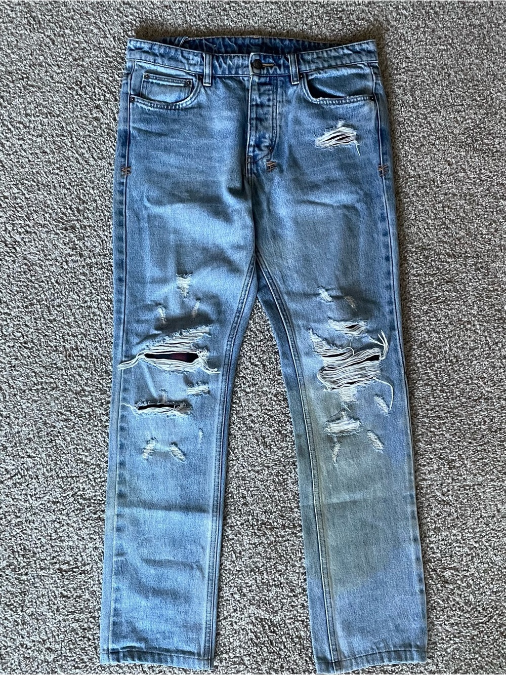 Ksubi skinny jeans plaid rips and distressing size 32
